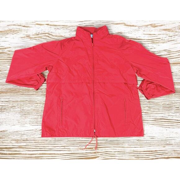 Vtg Woolrich Teton Red Windbreaker Jacket Removable Hood Women's Medium USA - Picture 1 of 10